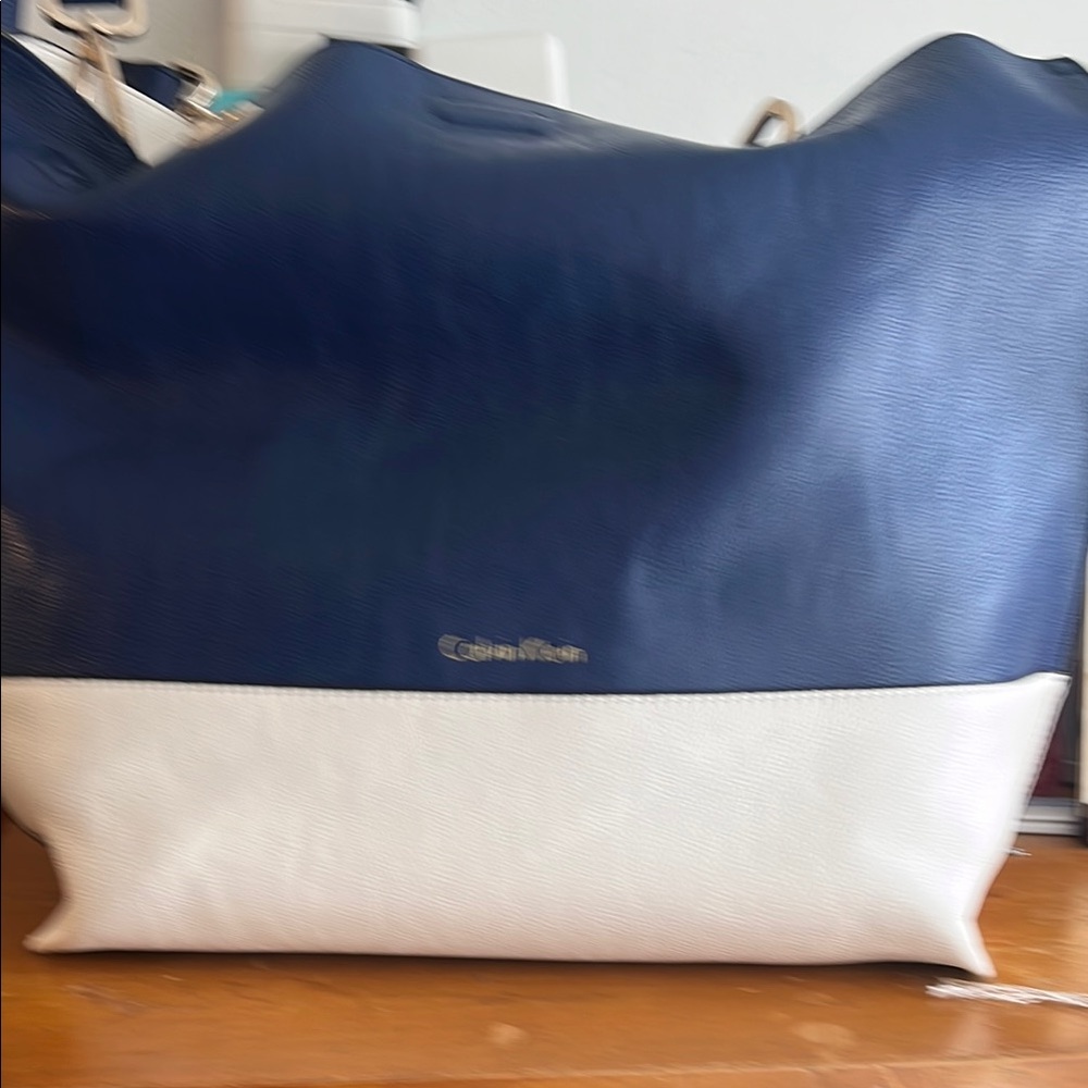 Calvin Klein Blue and White Tote Bag Modern Design